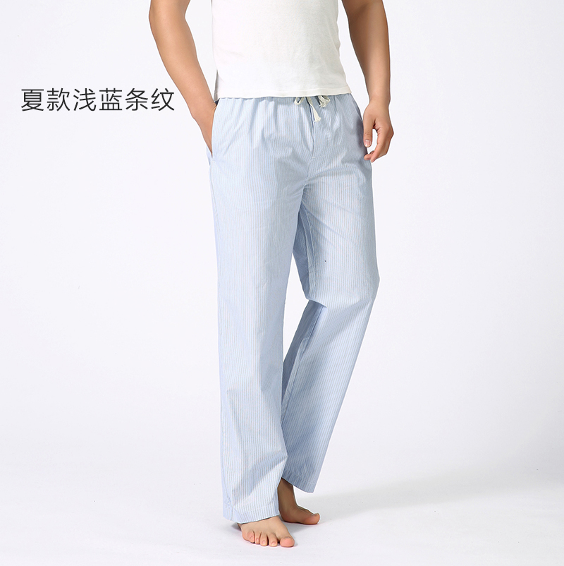 Mùa hè cotton nam quần pajama lỏng mùa xuân và mùa thu kích thước lớn cotton nhà giản dị quần nam mỏng kẻ sọc nhà quần