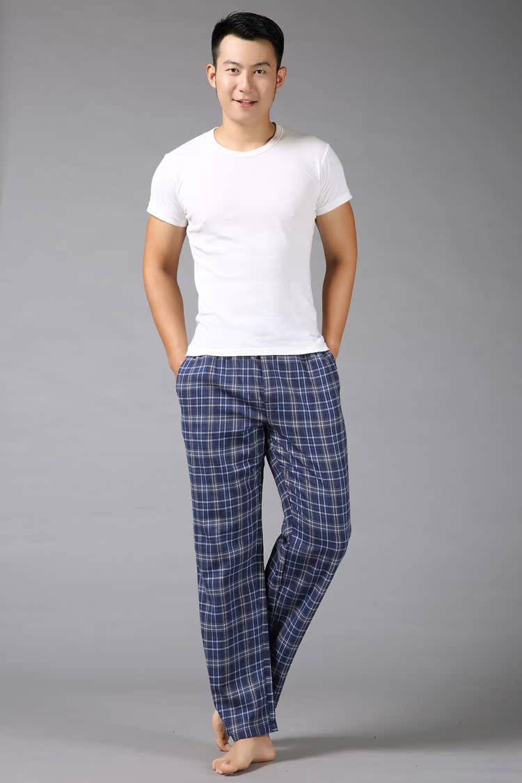 Quần pyjama nam cotton dày phần lớn kích thước bình thường quần nhà nam cotton lỏng mùa thu và mùa đông trung niên nhà cha mẹ quần quần short jean nam
