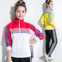 Spring and Autumn Outdoor Women Breathable Large Size Leisure Running Sports Quick Dry Skin Trench Cardigan Jacket Two Piece Set
