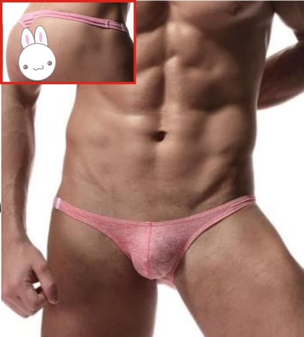 Men's elastic single Thong low waist sexy pouch Solid color panties Youth summer hip open youth summer breathable