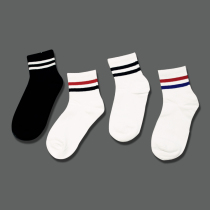 Socks mens Korean two three bar Japanese spring and summer striped pure cotton mid-tube womens socks couple baseball football socks