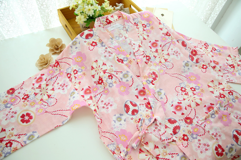 Của phụ nữ bông gạc nightdress cardigan mỏng đồ ngủ áo choàng Nhật Bản phong cách beauty salon kimono áo choàng tắm dịch vụ nhà kích thước lớn