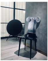Italian Roman column dining chair designer retro high back French book chair light luxury modern high-end exquisite chair