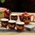 Ưu đãi đặc biệt Jingdezhen Ấm trà sứ màu xanh và trắng Bộ đầy đủ của Ice Cracked Tea Tea Khay Double Tea Cup Tea Set - Trà sứ