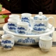 Ưu đãi đặc biệt Jingdezhen Ấm trà sứ màu xanh và trắng Bộ đầy đủ của Ice Cracked Tea Tea Khay Double Tea Cup Tea Set - Trà sứ