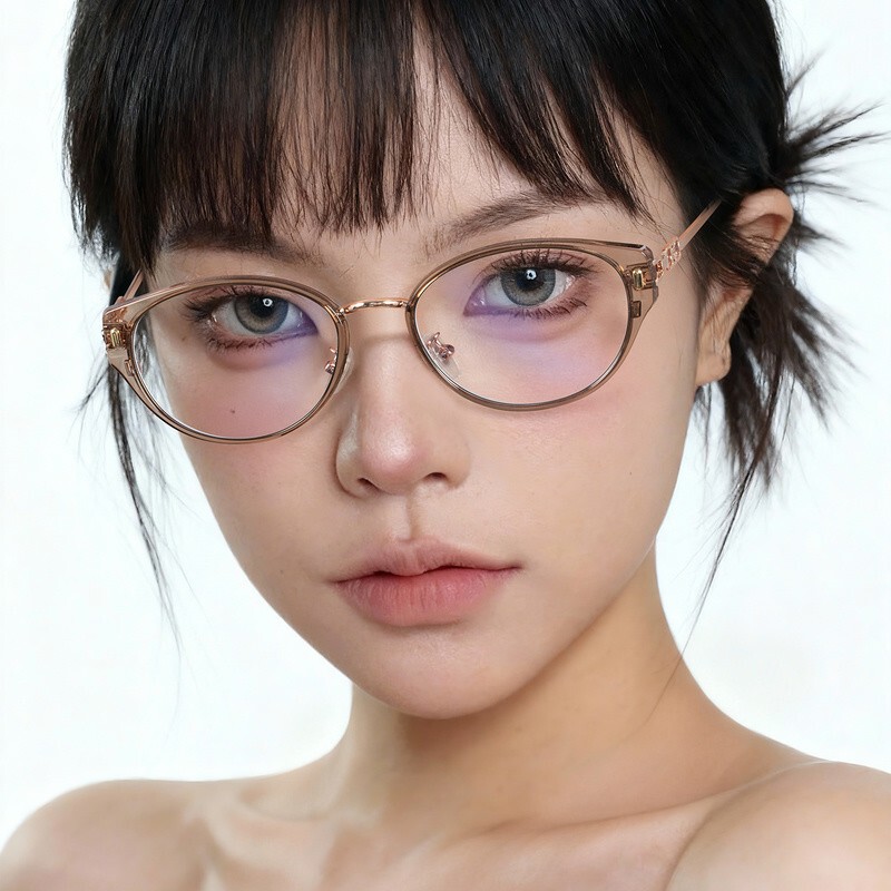 High-Intelligence Gold-Rimmed Cat-Eye Glasses Frames for Women with Nearsightedness, Can Be Fitted with Zeiss Anti-Blue Light Lenses, Suitable for Square and Round Faces, Make the Face Appear Smaller High-Intelligence Gold-Rimmed Cat-Eye Glasses Frames for Women with Nearsightedness, Can Be Fitted with Zeiss Anti-Blue Light Lenses, Suitable for Square and Round Faces, Make the Face Appear Smaller