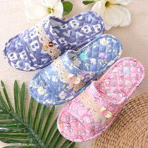 Slippers home summer indoor soft sole non-slip autumn and winter four seasons fabric bottom wooden floor spring and autumn silent home shoes