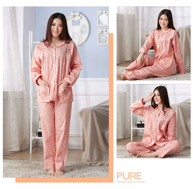 Bộ đồ ngủ cotton mùa xuân và tay dài phù hợp với phụ nữ mùa hè cotton mẹ trung niên dệt bông mỏng mặt trăng dịch vụ nhà