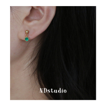 ND without earlyhole ear clip female mini-Zum green zircon small and delicate high level sensation without pain mosquito coil ear clip woman