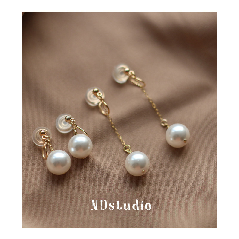 ND without earbughole Herben Wind retro temperament commute execs slim 1cm Schhome pearls No pain Mosquito Coil Pan Ear Clip