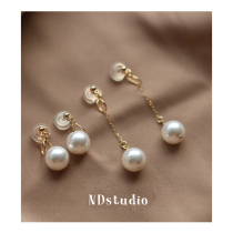 ND without earbughole Herben Wind retro temperament commute execs slim 1cm Schhome pearls No pain Mosquito Coil Pan Ear Clip