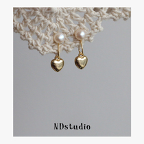 ND earless small and exquisite advanced sense metal love natural retro Pearl painless mosquito coil ear clip female