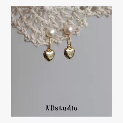 ND earless small and exquisite advanced sense metal love natural retro Pearl painless mosquito coil ear clip female