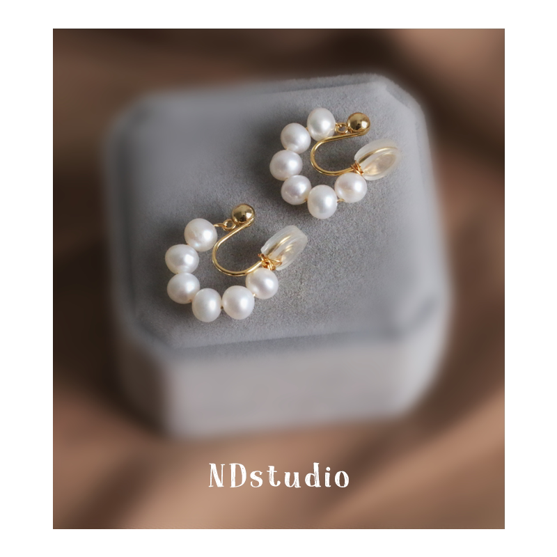 ND Aural Ear Clip Natural Fresh Water Pearl Method Small Fragrant Wind Advanced Sensation No Pain Mosquito Coil Pan Invisible Ear Clip