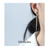 ND without earlyhole Zum mother green zircon gold bean bean drill strip flow Su explicit face thinning high level sense without pain mosquito coil pan ear clip