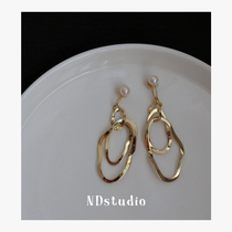 ND Without Earthy Hole Must in Design Feel Earrings Temperament Geometric Explicit Face Slim FROSTY RETRO PORT Mosquito Coil Ear Clip