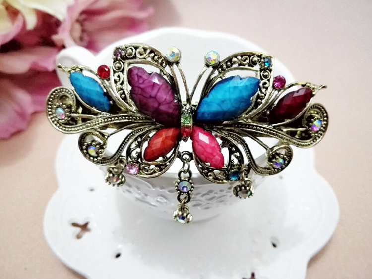Vintage mũ nhỏ đầu clip người lớn hoang dã thanh lịch mùa xuân clip hoa kẹp tóc pha lê kim cương kẹp tóc phụ kiện tóc bờm tóc đẹp