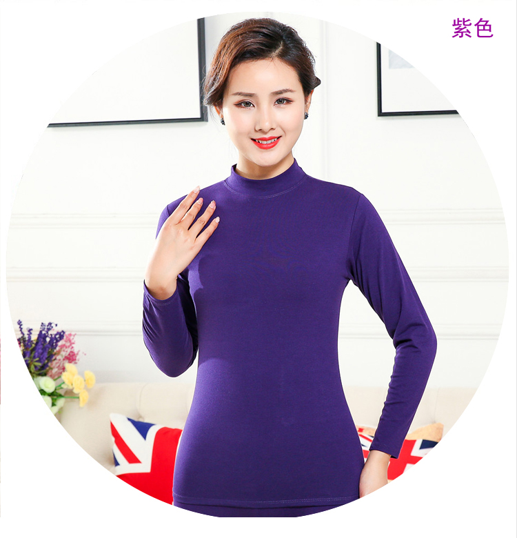 Quần nữ nhiệt cộng với áo len nhung dày mùa thu và mùa đông lạnh cao cổ áo sơ mi đơn mảnh mẹ đáy quần áo mùa thu - Áo ấm áo giữ nhiệt nữ trung niên