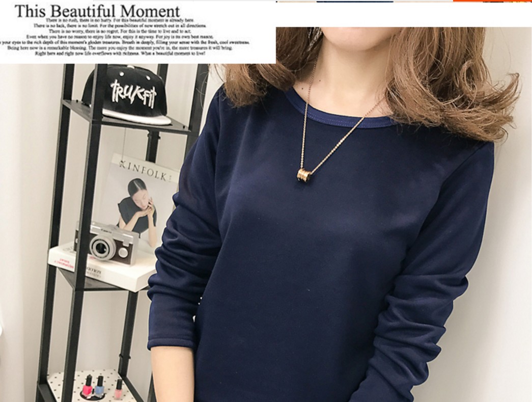 Học sinh áo thun dài tay ấm áp quần áo phụ nữ dày cộng với nhung Áo lót nữ thân nhiệt mỏng bên trong áo sơ mi chạm đáy - Áo ấm áo thun nữ dài tay nữ đẹp