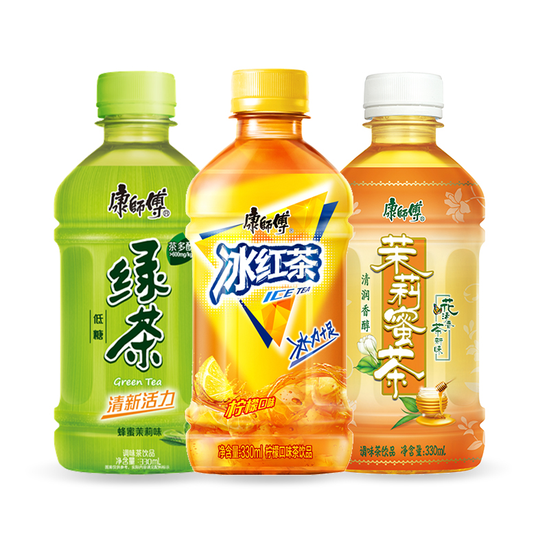 Master Kong Beverage Iced Black Tea Green Tea Jasmine Honey Tea 330ml*6 Bottles Drink Flavors Optional (b)