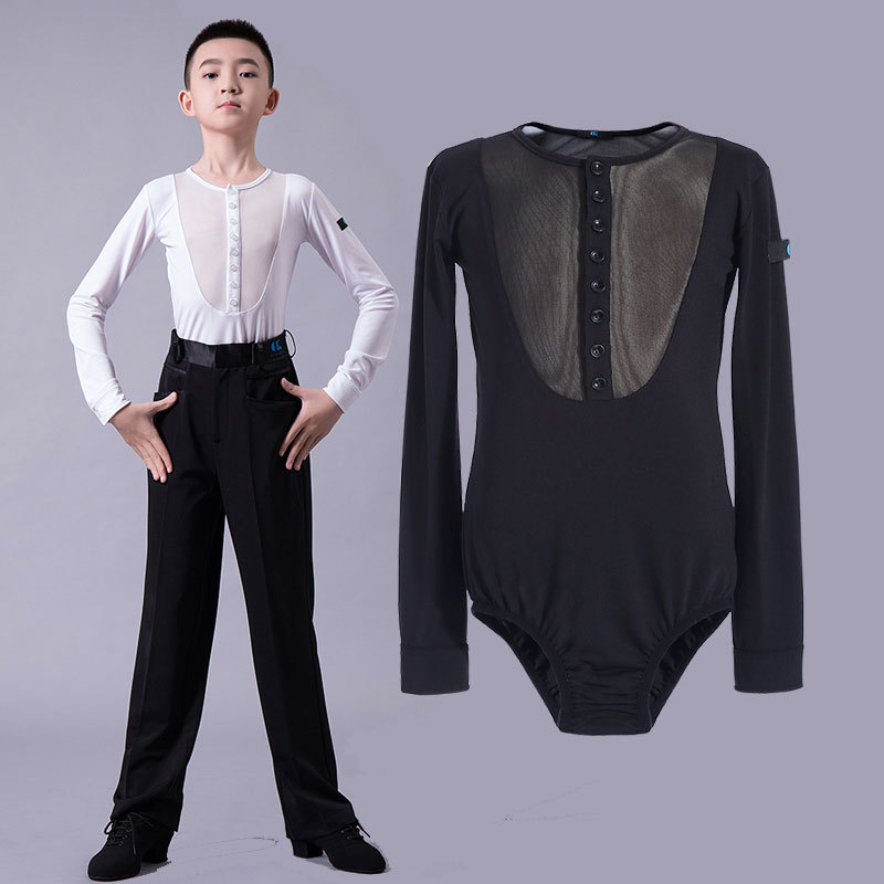 Boys latin dance shirt Boys national standard dance performance season long sleeve perspective performance children and big children Latin modern dance