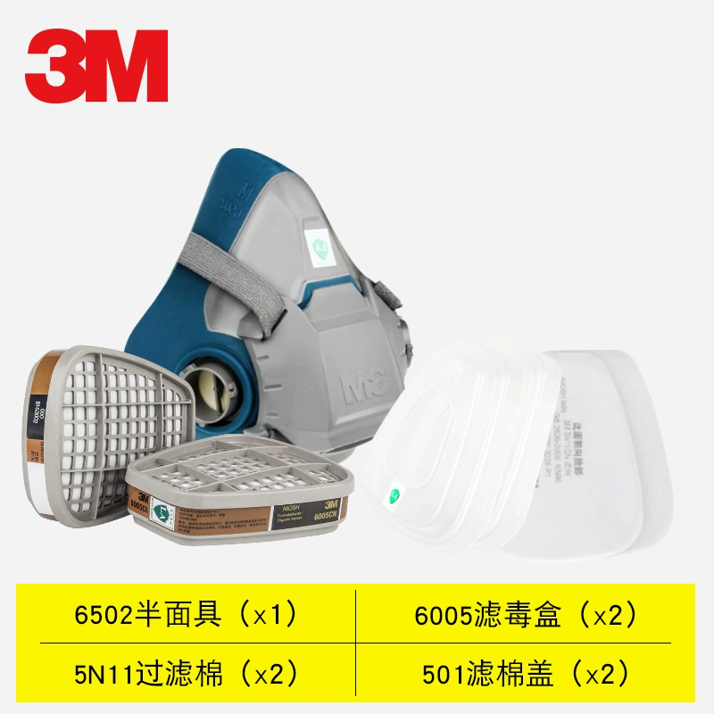 Bộ mặt nạ phòng độc 3M6502 Chống mùi khí hóa học Xịt bụi công nghiệp Sơn Formaldehyde Mặt nạ silicon thoải mái mặt nạ mv5 mặt nạ phòng độc 3m 