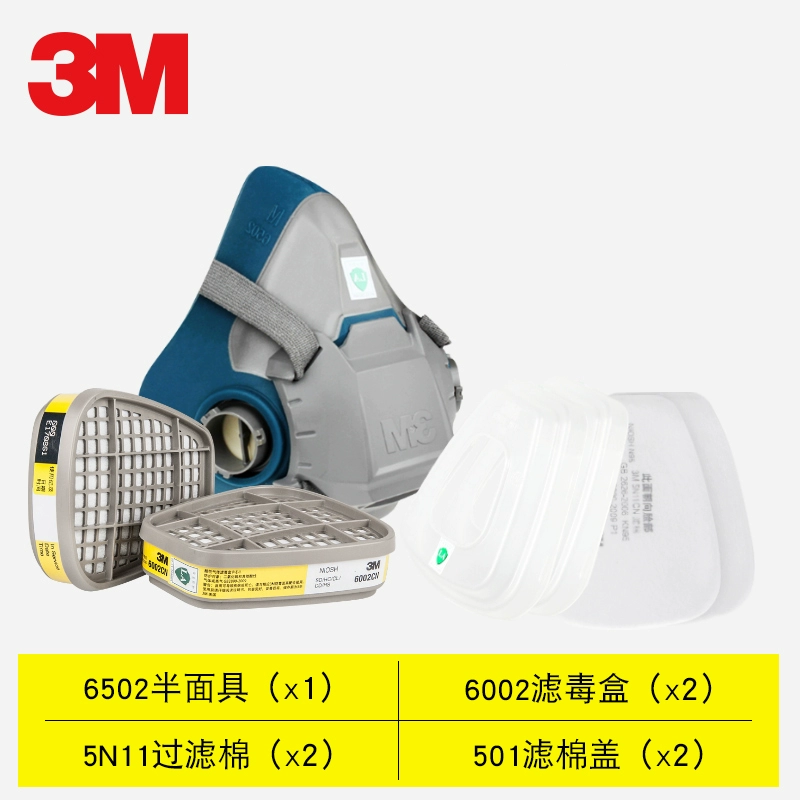 Bộ mặt nạ phòng độc 3M6502 Chống mùi khí hóa học Xịt bụi công nghiệp Sơn Formaldehyde Mặt nạ silicon thoải mái mặt nạ mv5 mặt nạ phòng độc 3m 