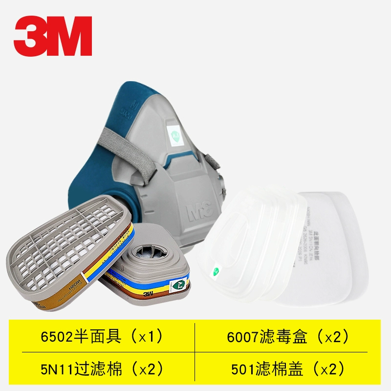 Bộ mặt nạ phòng độc 3M6502 Chống mùi khí hóa học Xịt bụi công nghiệp Sơn Formaldehyde Mặt nạ silicon thoải mái mặt nạ mv5 mặt nạ phòng độc 3m 