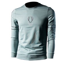 男士卫衣男秋季圆领无帽新款潮流修身