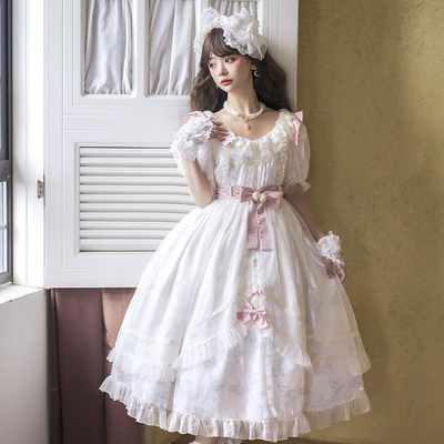 taobao agent Genuine elegant retro summer dress for princess, Lolita OP, with short sleeve, Lolita style