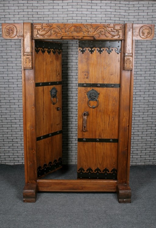 Old Elm Wood Solid Wooden Door Chinese Imitation Antique Gate Villa Courtyard Ancient Residence Entrance Door door Double door Custom