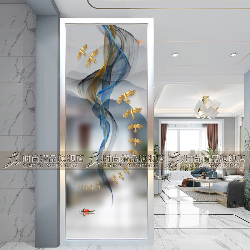 Art glass living room screen partition abstract modern style 10MM thickness tempered painting process double-sided light transmission
