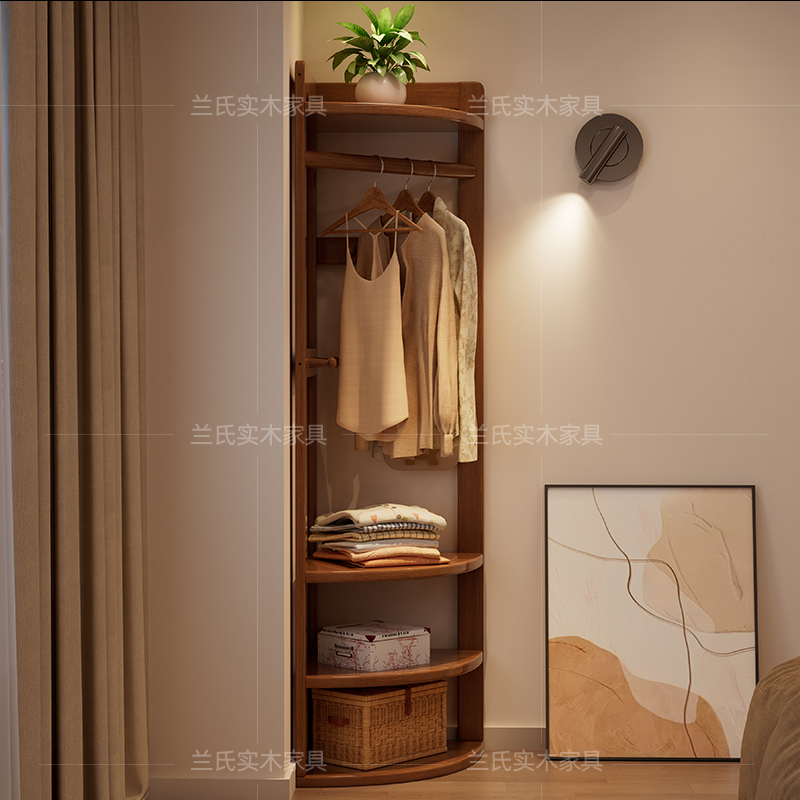 Floor-Standing Clothes Rack, Bedroom Clothes Rack, Corner Coat Rack, Small Household Living Room Corner Solid Wood Clothes Rack Floor-Standing Clothes Rack, Bedroom Clothes Rack, Corner Coat Rack, Small Household Living Room Corner Solid Wood Clothes Rack