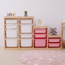 Childrens simple solid wood toy storage cabinet multi-layer storage classification super large capacity storage rack finishing cabinet storage box