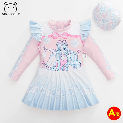 Купальник, детское платье, лонгслив, в западном стиле, 10 лет, 12 лет, защита от солнца