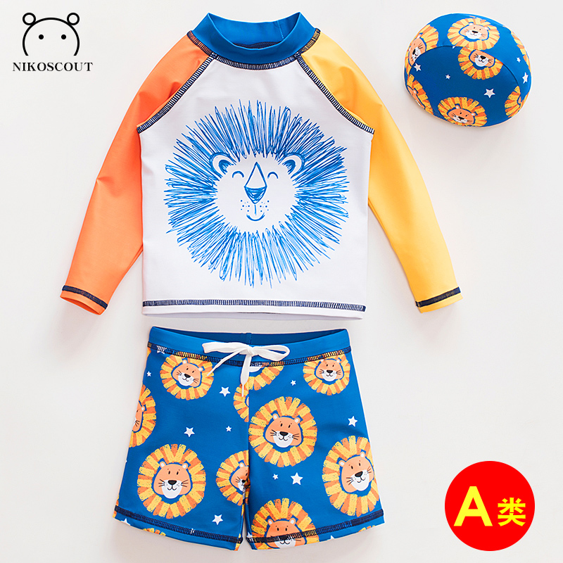 Children's swimsuit boy Long sleeves CUHK Twin Style Spa Swimsuit Children Toddler Child Toddler Sun Speed Dry Swimsuit