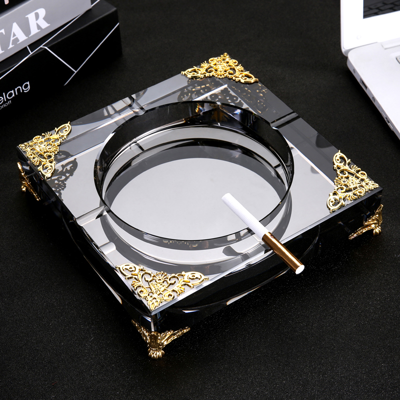 Crystal ashtray creative fashion home large luxury living room office KTV personality trend custom smoke cylinder