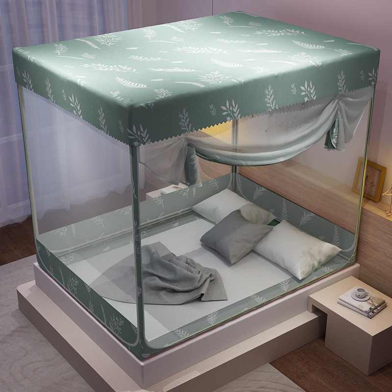 Yurt mosquito net bed fence fully enclosed zipper household 1 5m anti-fall 1 8m children with bracket 1 2 m 2