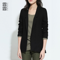 Feifei wool small suit female 2021 autumn and winter Lady thin woolen simple black long sleeve slim short suit coat