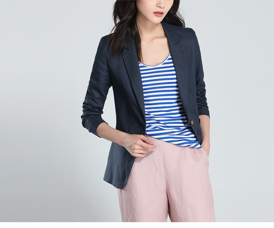 Màu hồng sang trọng phù hợp với áo khoác nhỏ mùa xuân phiên bản Hàn Quốc của linen mỏng giảm béo dài tay phù hợp với áo khoác nữ bộ vest nữ đẹp