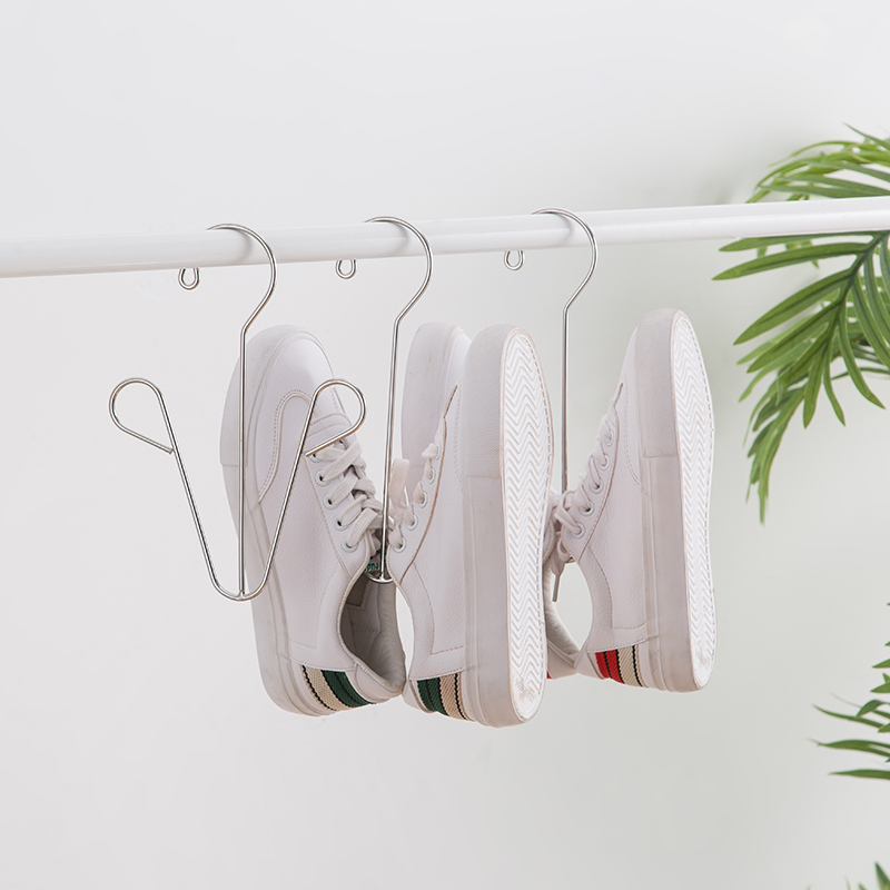 More use shoe rack balcony small hanger shoe rack creative double hook outdoor windproof hook storage hanging shoe rack