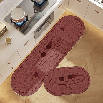 Kitchen oil-proof and waterproof floor mats, non-slip, dirt-resistant and wear-resistant floor mats, no-wash striped kitchen floor mats, easy-care carpet mats