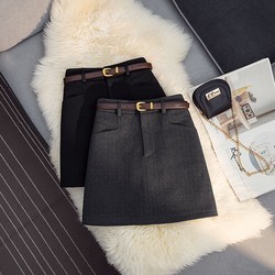 Woolen Suit Skirt for Women 2025 Autumn and Winter New High-Waisted Anti-Exposure A-Line Skirt Slimming Base Layer Hip-Hugging Short Skirt
