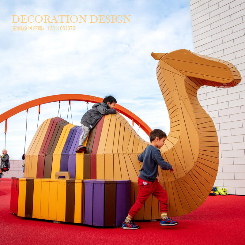 Outdoor Children Large Wooden Amusement Park Facilities Kindergarten Puzzle Climbing Toys Design Custom Wooden Slides