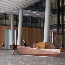 Company real estate sales office reception desk special-shaped steel wood bar Real Estate large creative glass fiber reinforced plastic cashier