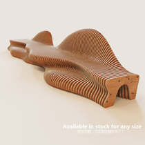 Shopping mall leisure public seat sliced art creative chair solid wood custom hotel lobby rest area long bench bench
