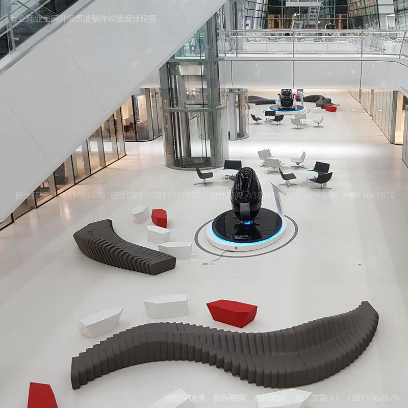 Shopping Hall Public Art Seat Glass Fiberglass Color Chair Theatre Hotel Lobby waiting for bench