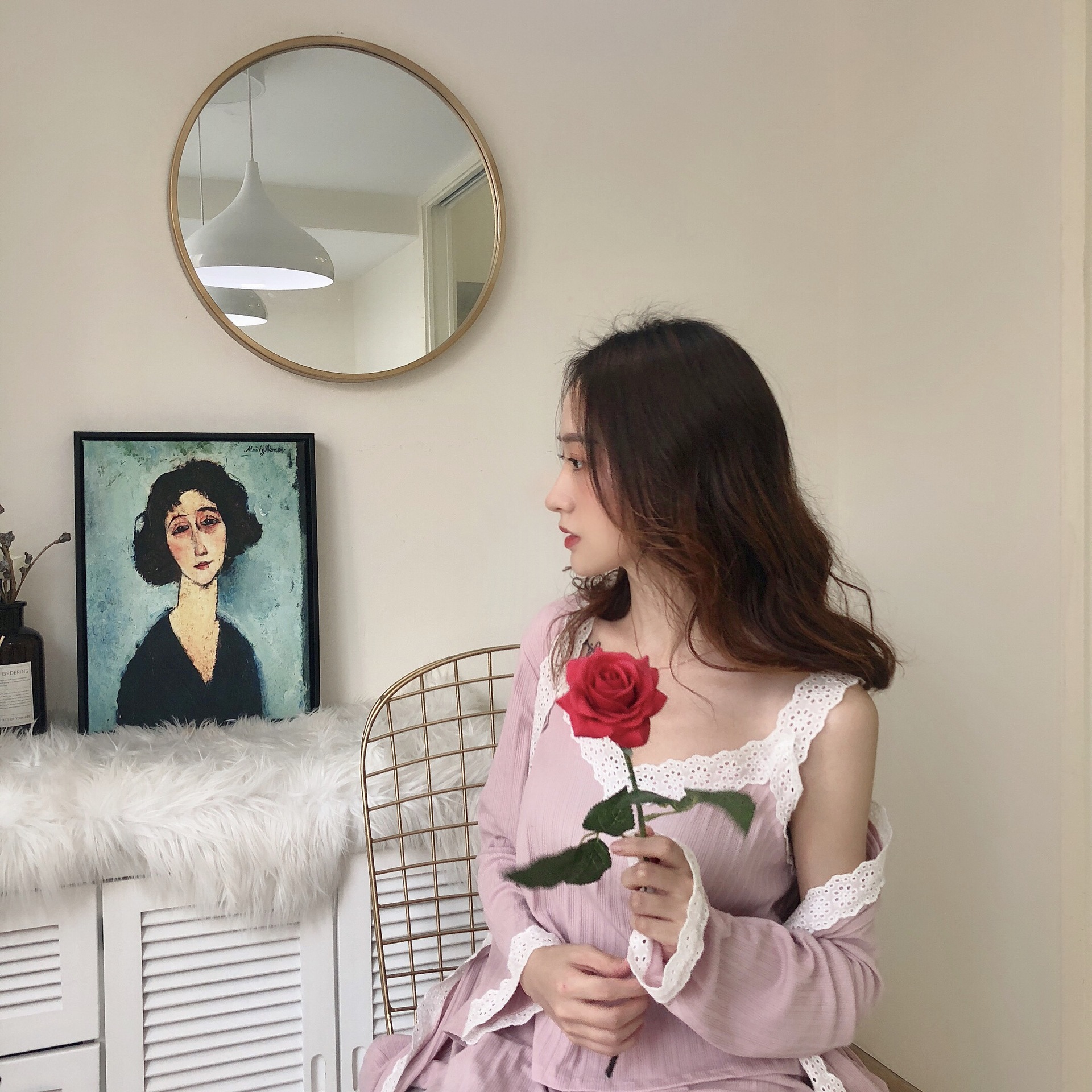 Bộ đồ ngủ mùa thu dài tay thoải mái cotton thoải mái phục vụ gia đình phù hợp với phần mỏng gợi cảm nhỏ hương thơm phù hợp với ba mảnh có thể được mặc đồ bộ mùa hè