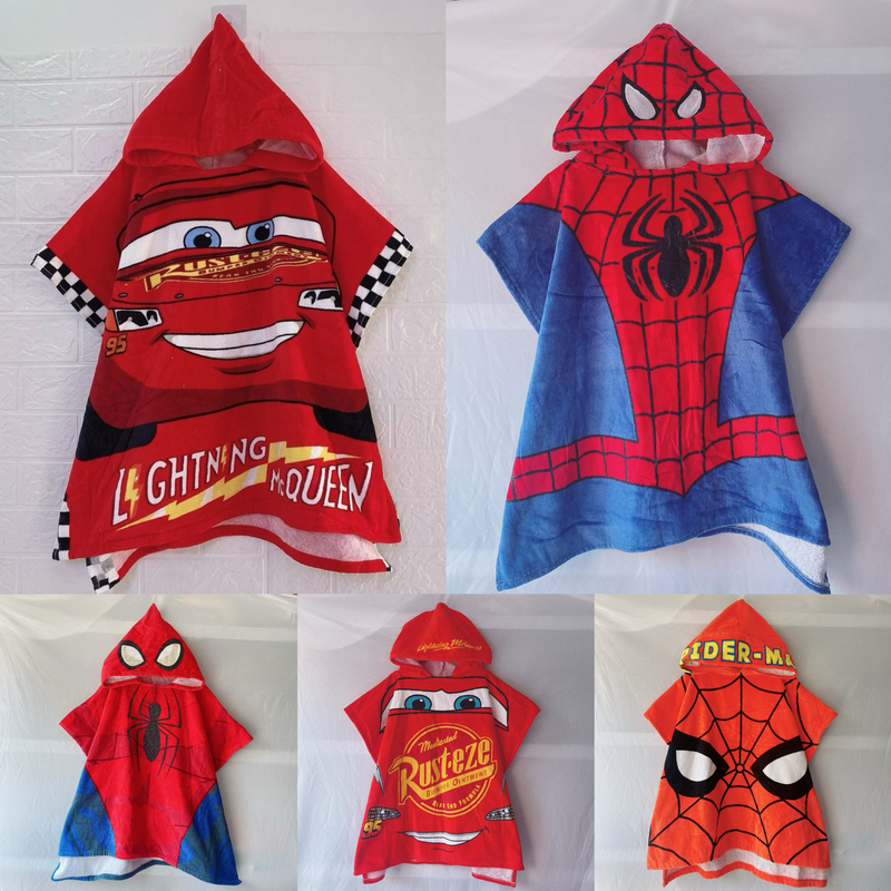 Boys' Favorite Pure Cotton Export Towel Material Wearable Bath Towel for Bathing and Swimming, Pullover Hooded Cape That Absorbs Water