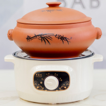 Ceramic steam pot chicken steam pot household steam pot commercial non-purple clay large capacity steaming soup pot set with plug-in bottom pot